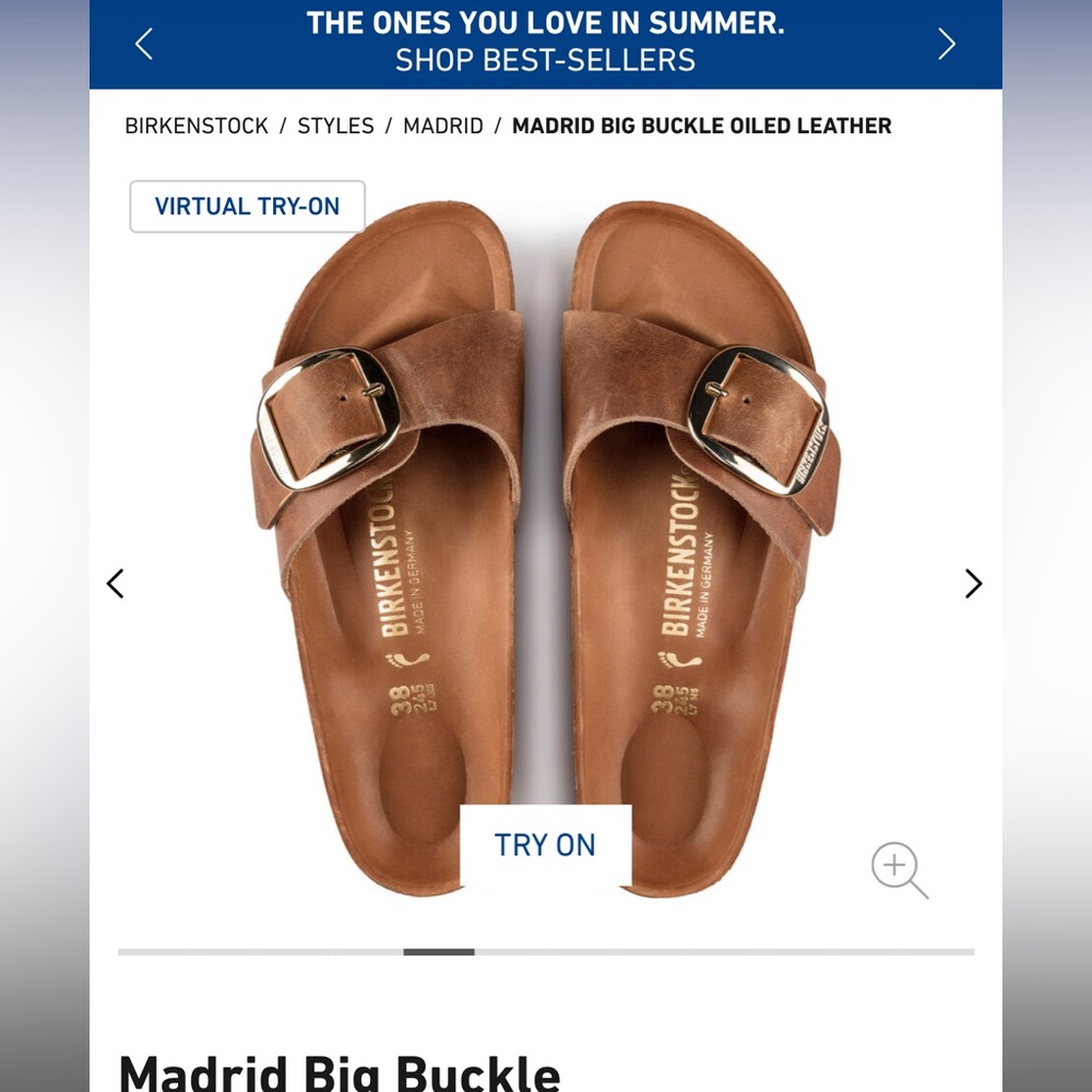 Madrid Big Buckle Cognac size 40 Medium/Narrow